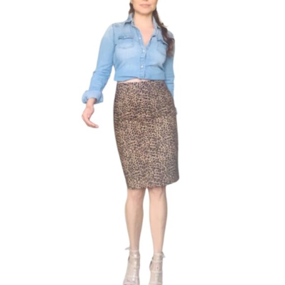 J. Crew leopard print pencil  skirt - Picture 3 of 10